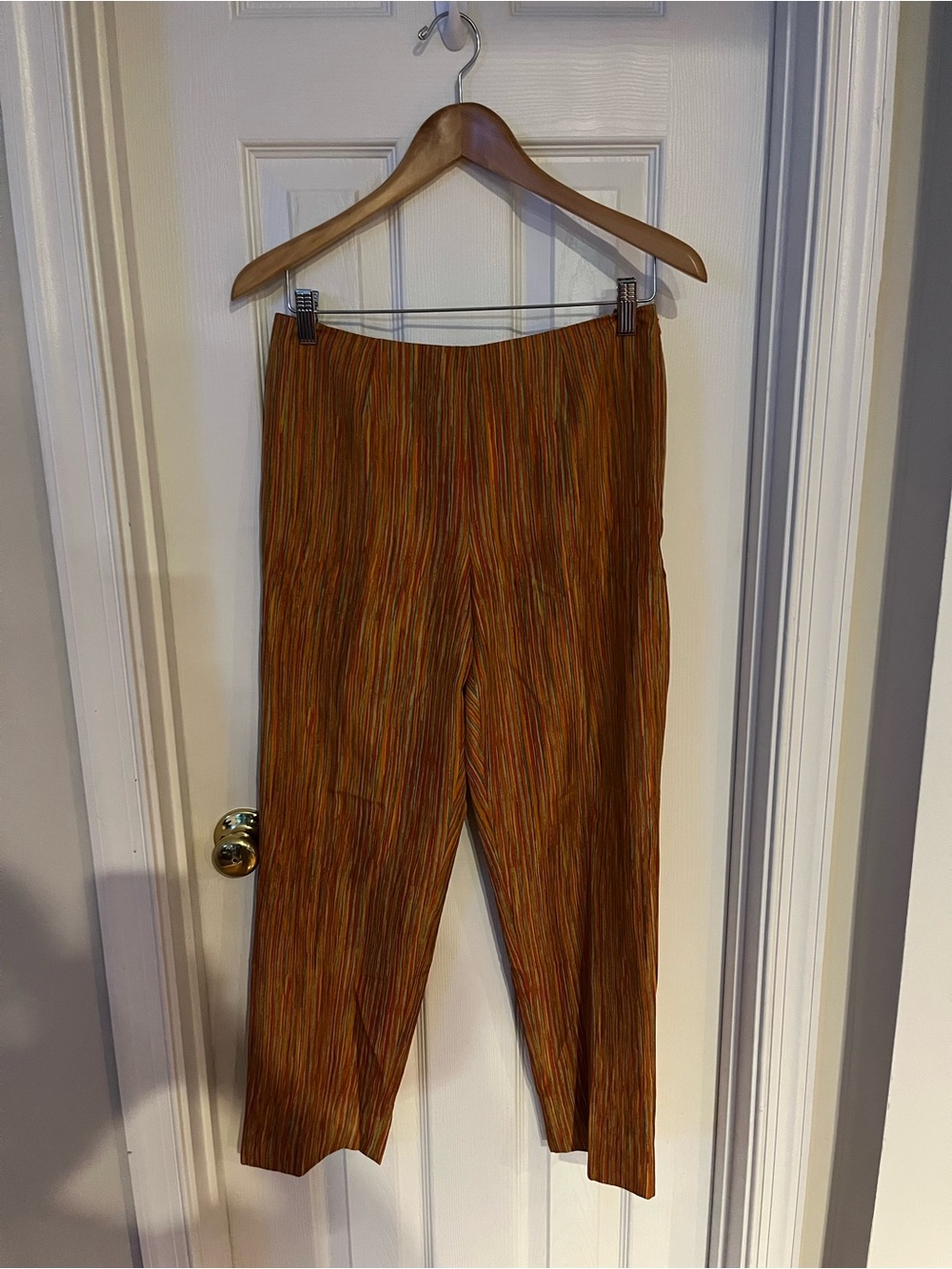 Sigrid Olsen Multi-Stripe Chinos - Rust & Olive